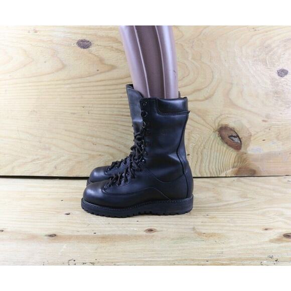 Matterhorn Boots Womens 7M Black Leather Combat Thinsulate Vibram Vintage USA - Picture 1 of 12